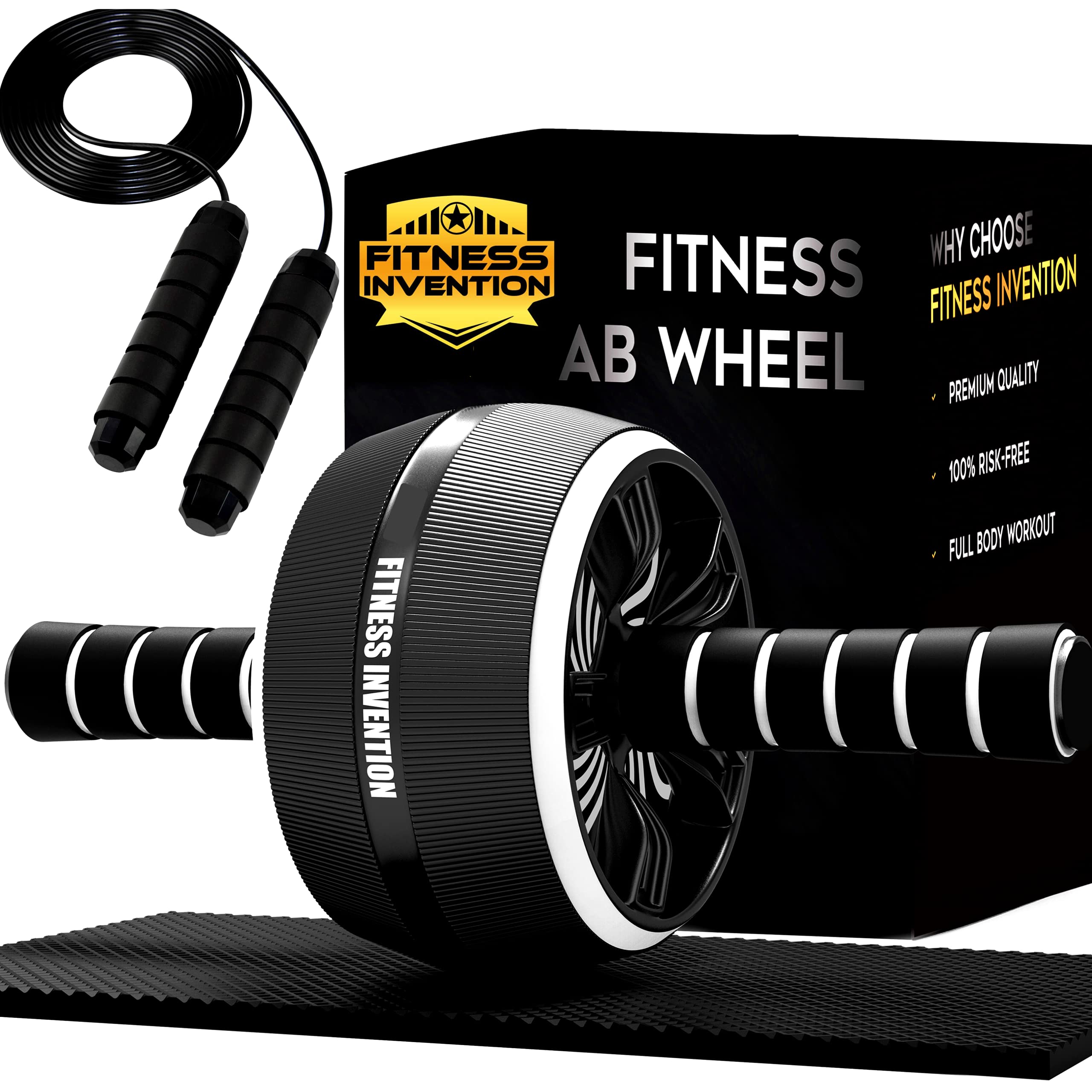 Ab Roller Wheel - 3-In-1 Ab Wheel Roller & Jump Rope - Ab Roller for Abs Workout - Ab Wheel Roller for Core Workout - Rueda Para Abdominales - Abs Roller for Abs Workout - Exercise Wheels for Abs - Workout Equipment for Home Workouts