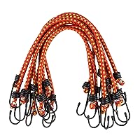 Bungee Cords - 10-Pack Rubber 18-Inch Cordage with Heavy-Duty Vinyl-Coated Hooks and Fabric Wrapping by Stalwart (Red)