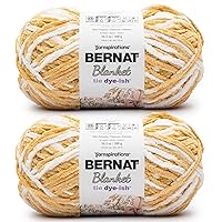 Bernat Blanket Tie Dye-Ish Golden Rays Yarn - 2 Pack of 10.5oz/300g - Polyester - #6 Super Bulky - 220 Yards - Knitting & Crochet