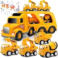 Construction Truck Toddler Toys Car: Toys for 2 3 4 Year Old Boy 5 in 1 Carrier Toys for Kids Age 2-3 2-4 3-5 | 18 Months 2 Year Old Boy Christmas Birthday Gifts