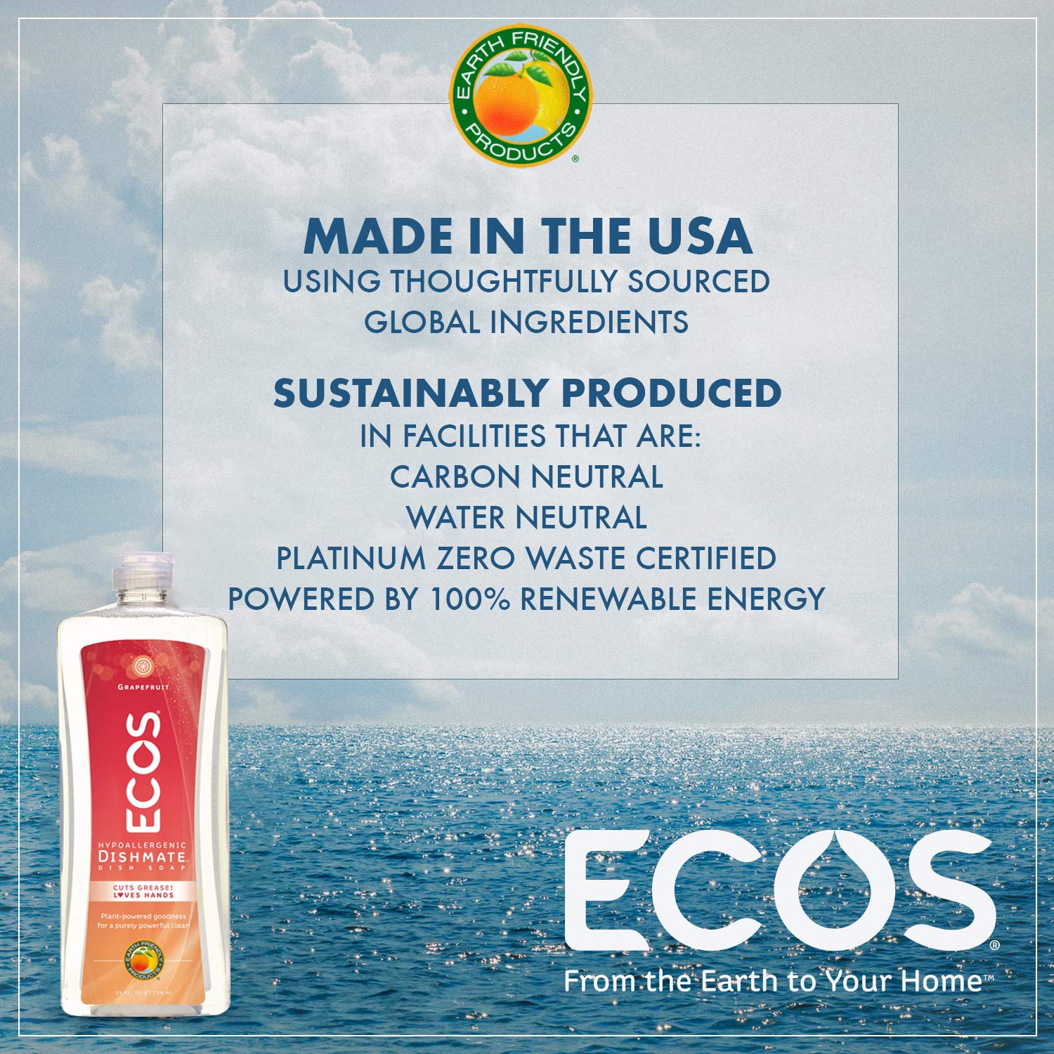 Earth Friendly Products Dishwashing Liquid, Natural Grapefruit, 25 Ounces