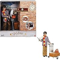 Mattel Harry Potter Collectible Platform 9 3/4 Doll (10-inch), Posable, Wearing Travel Fashion, with Hedwig, Luggage & Accessories, Gift for Collectors and Kids 6 Years Old and Up