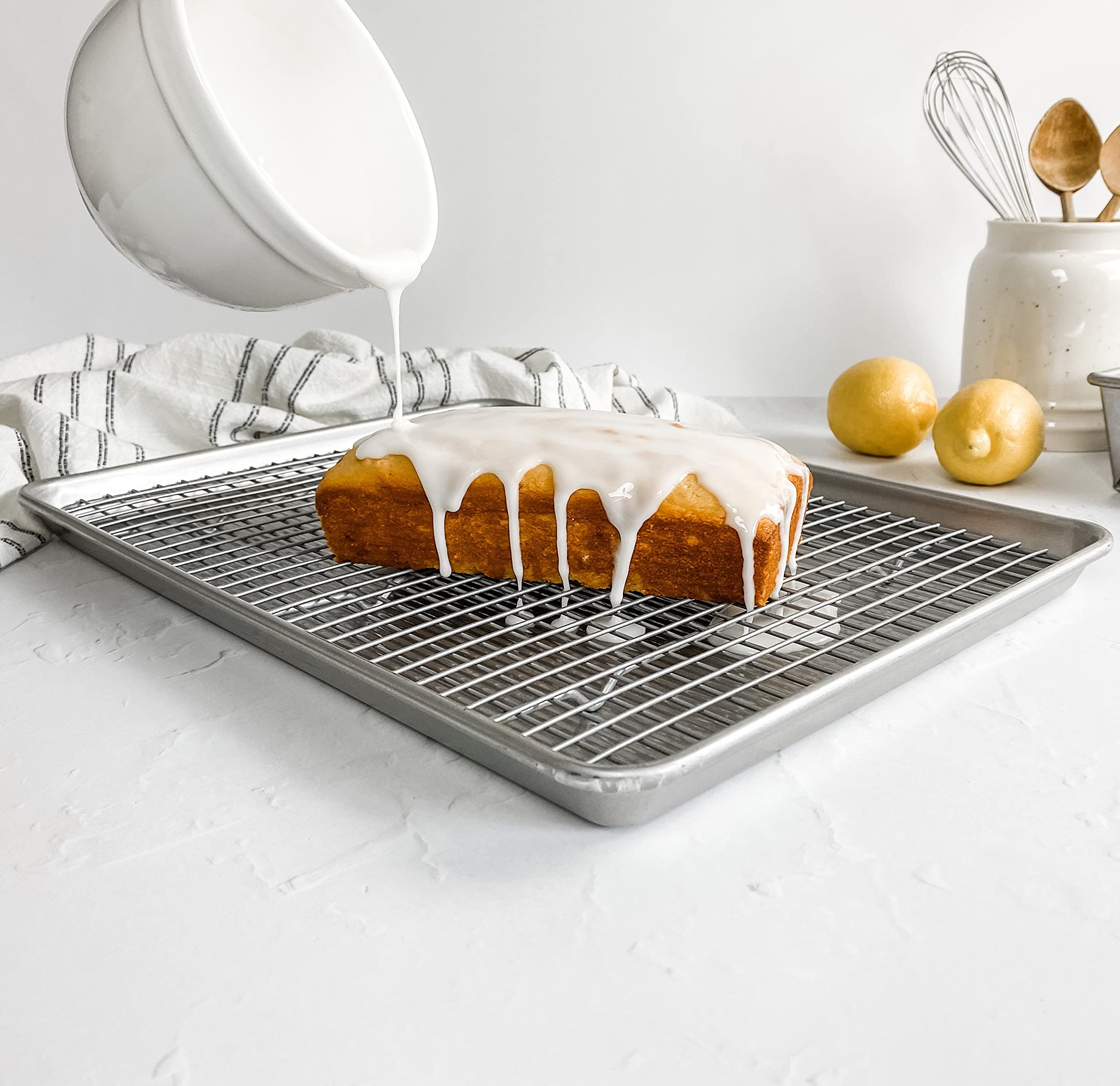 USA Pan Jelly Roll Baking Pan and Bakeable Cooling Rack, Nonstick Commercial Quality