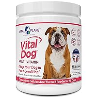 Vital Planet - Vital Dog Multi Vitamin Powder Supplement for Everyday Health with Vitamins, Minerals and Antioxidants for Dogs - Beef Flavored Powder, 30 Servings, 75 Grams