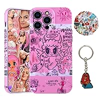 HYUUGA Compatible with iPhone 13 Pro Case, [Manana Sera Bonito Bichota Season Vinyl Merch] [Soft TPU Full Protection] with Extra Stickers and Keychain Best Gift for Fans (Pink)