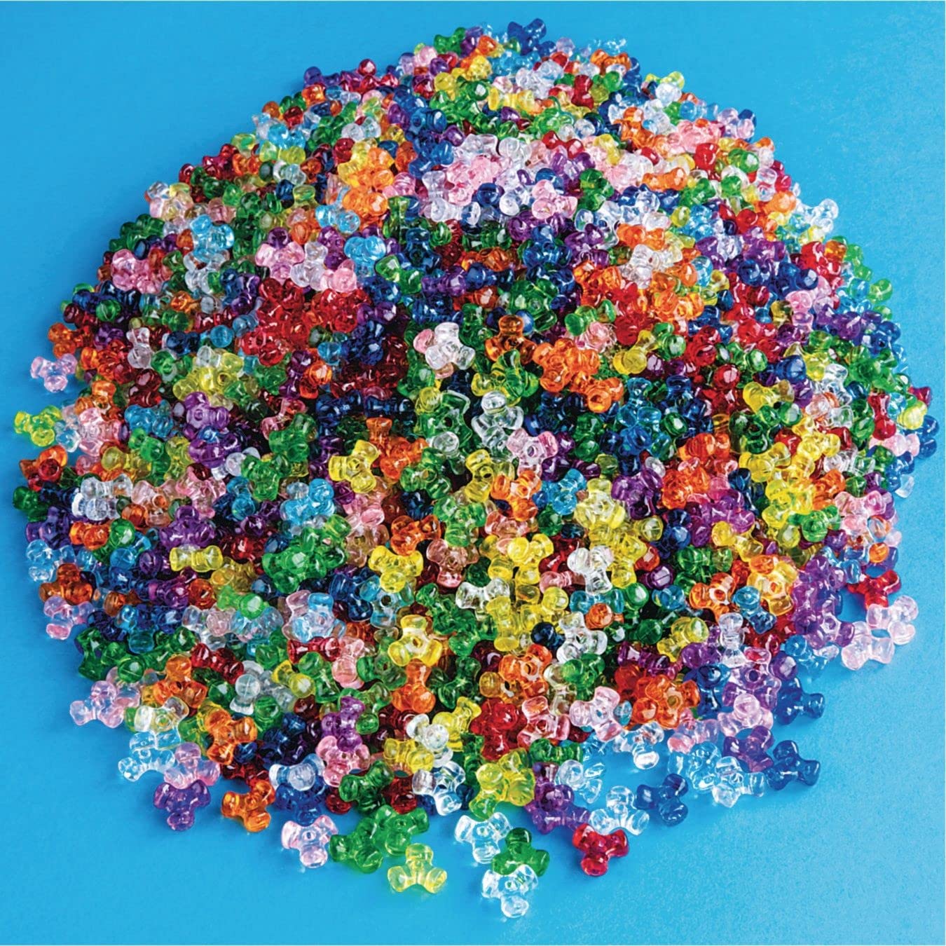 S&S Worldwide Tri-Bead Assortment. Great Mix of Transparent Colors Perfect for Jewelry Making with Elastic Cord or Wire, Plastic Beads - 11mm with 2mm Hole, 1lb. Bag - Approx. 3100 Beads