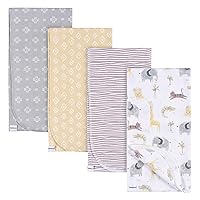 Gerber Unisex Baby 100% Cotton Flannel Receiving Blankets 30x30 Inches (Pack of 4), Animals + Geos Neutral, One Size
