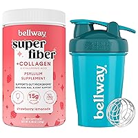 Bellway Super Fiber Powder + Collagen, Strawberry Lemonade Shaker Bottle Bundle