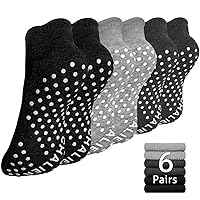 Fashion Non Slip Yoga Socks for Women 6 Pairs Ankle Low Cut Pilates Barre Socks with Grips