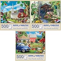 Bits and Pieces - Value Set of Three (3) 500 Piece Jigsaw Puzzles for Adults - Puzzles Measure 18