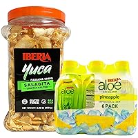 Yuca/Cassava Chips, 8.8 oz + Iberia Aloe Vera Juice Drink With Aloe Pulp, Pineapple, 9.5 Fl Oz (Pack of 6)