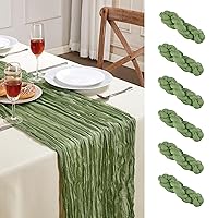 6 Pack Sage Green Cheesecloth Table Runner 10FT Long Boho Gauze Table Runner Rustic Sheer Runner for Wedding Bridal Baby Shower Birthday Party Table Decor Thanksgiving Christmas Decorations