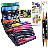 SYNTY 46 Dual Brush Marker Pens with Coloring Book for Kids Adult - Colored  Markers Fine Point and Brush Tip for Coloring Writing, Drawing, Sketching