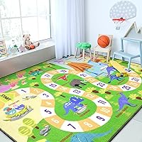 Chicrug Kids Dinosaur Playmats Educational Area Rugs, Kids Play Mat Carpet for Learning Numbers, Animals and Words for Children's Room Playroom Nursery, Kid's Floor Play Rug for Bedroom, 3x5 Feet
