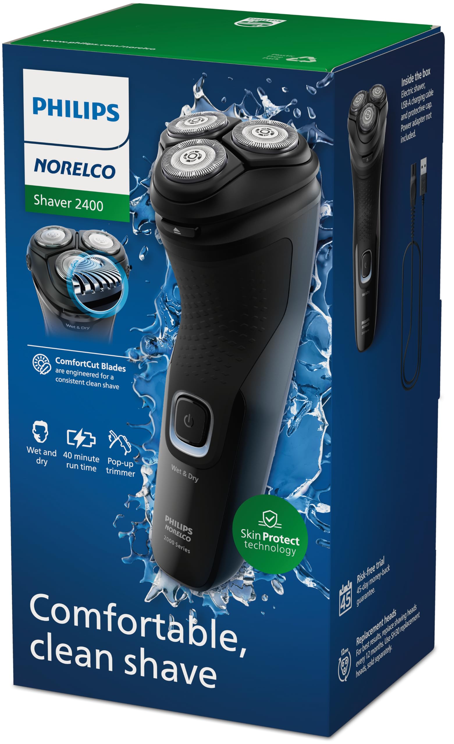 Philips Norelco Shaver 2400, Cordless Electric Shaver with Pop-Up Trimmer, X3001/90