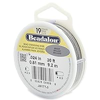 Beadalon (1-Pack) 19 Strand Stainless Steel Bead Stringing Wire .024 in (0.61 mm) Bright 30 ft (9.2 m) JW17T-0-1P