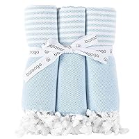 BAROOGA Turkish Hand Towels for Bathroom and Kitchen, 18 x 38 Inches, (Set of 3), 100% Cotton, Decorative Towel | Face, Hand, Gym, Hair, Yoga, Tea Towel, Dishcloth (Blue)