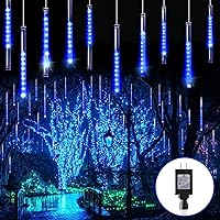 Blingstar Meteor Shower Lights 30CM 10 Tubes 240 LED Christmas Lights Plug in Snowfall LED Lights Outdoor Waterproof Falling Rain Lights for Tree Holiday Porch Yard Patio Roof Party Decoration, Blue