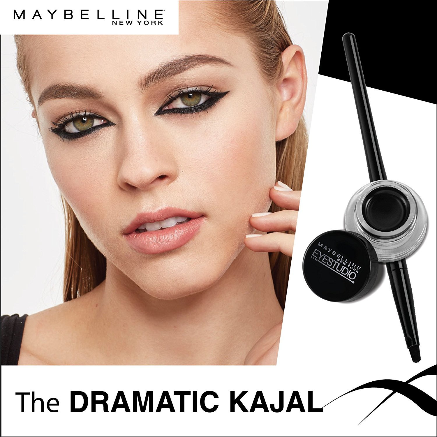 Maybelline New York Makeup Eyestudio Lasting Drama Gel Eye Liner, Blackest Black, Waterproof, 0.106 Ounce,Pack of 1