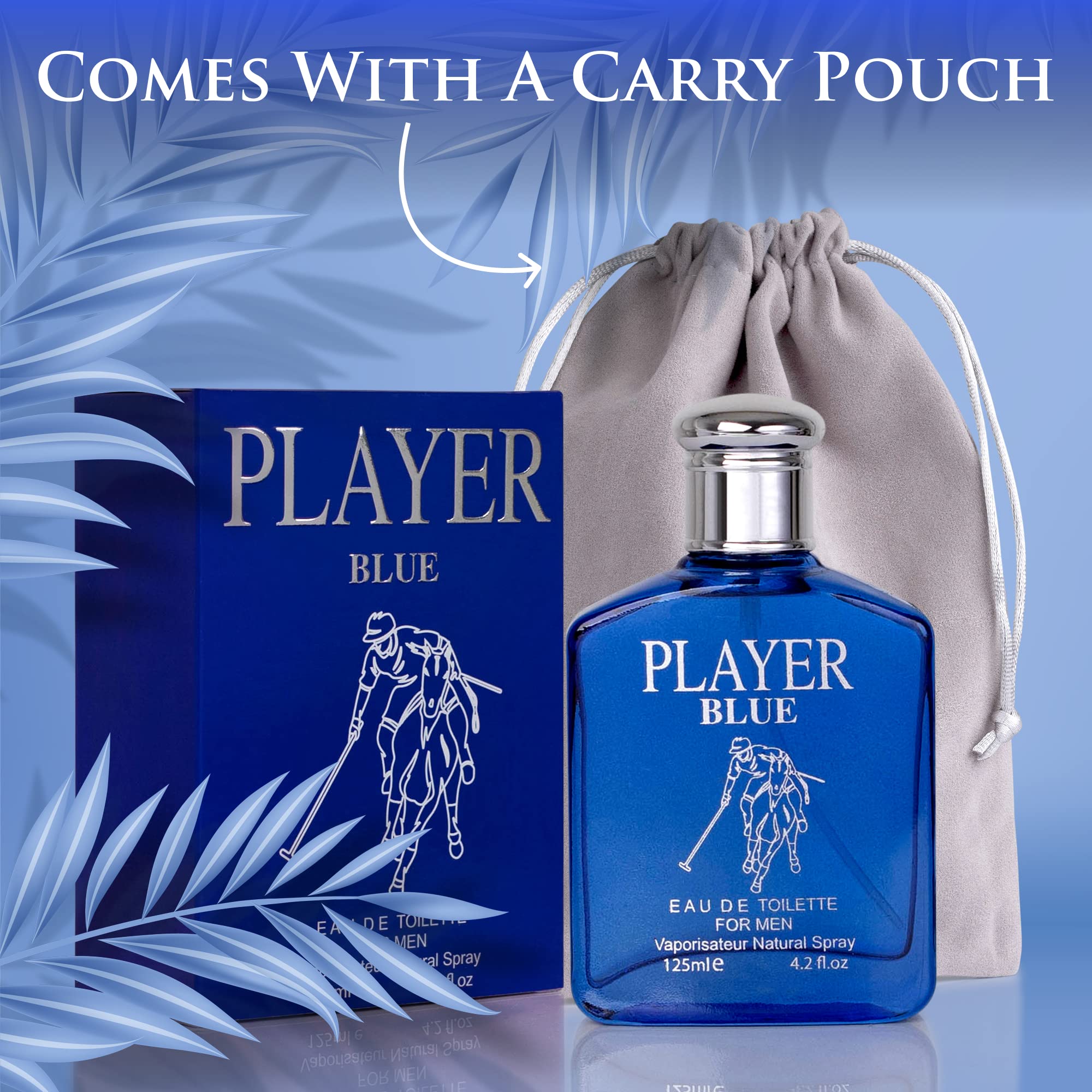 Mua NovoGlow Player Blue for Men  Fl Oz Eau De Parfum Spray for Men -  Long-Lasting Citrusy Herbal & Woody Fragrances Smell Fresh All Day Long  Includes Carrying Pouch Gift
