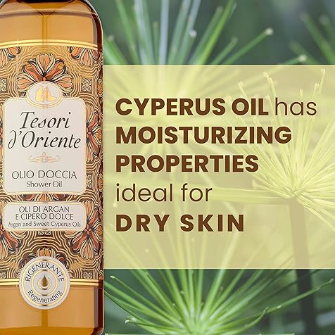 Tesori d'Oriente Bath Oil, Shower Oil Body Wash, Cleansing Oil for Women-8.45 fl oz [Made in Italy]-(Argan Oil & Sweet Cyprus)