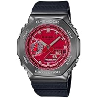 Casio GM-2100 Metal Covered Wristwatch, multicolor (black / red), Simple