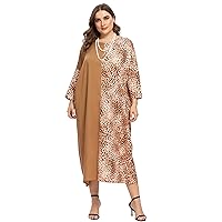 Womens Plus Size Casual Long Sleeve Dress Leopard Oversize Midi Dresses