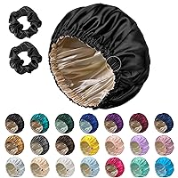 Double Layer Silk Bonnet for Sleeping for Women and Men Large Adjustable Satin Hair Cap for Curly and Natural Hair