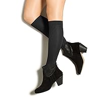 TherafirmLIGHT Women's Diamond Trouser Socks - 10-15mmHg Compression Dress Socks (Black, Diamond, Small)