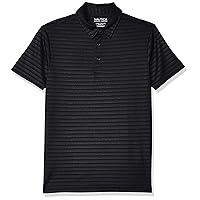 Boys' Active Short Sleeve Polo Shirt, Button Closure & Embossed Stripes, Breathable Performance Fabric