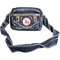 Bijoux de Ja Stone Washed Denim Jeans Small Crossbody Adjustable Shoulder Strap Bag Sac Pouch Purse Handbag for Women