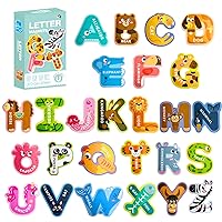 Magnetic Letters,Colorful ABC Animal Alphabet Fridge Magnets,Educational Spelling Learning Game Toys for Kids,Toddlers 3 4 5 Years Old (Uppercase Letter)