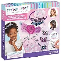Make It Real: Crown of Enchantment - DIY Jewelry Kit, Create Up to 12 Eye-Catching Charm Hair Accessories, Butterflies, 73 Pieces, All-in- 1 DIY KIT, Tweens & Girls, Arts & Crafts, Kids Ages 8+