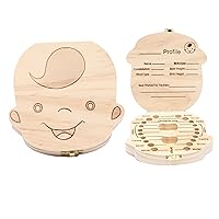 Wooden Baby Tooth Keepsake Box Customize Personalized Baby Teeth Storage Organizer First Lost Milk Teeth Deciduous Souvenir Case (Boy)