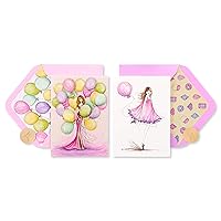 Papyrus Birthday Cards for Her - Designed by Bella Pilar, Pink Balloons (2-Count)