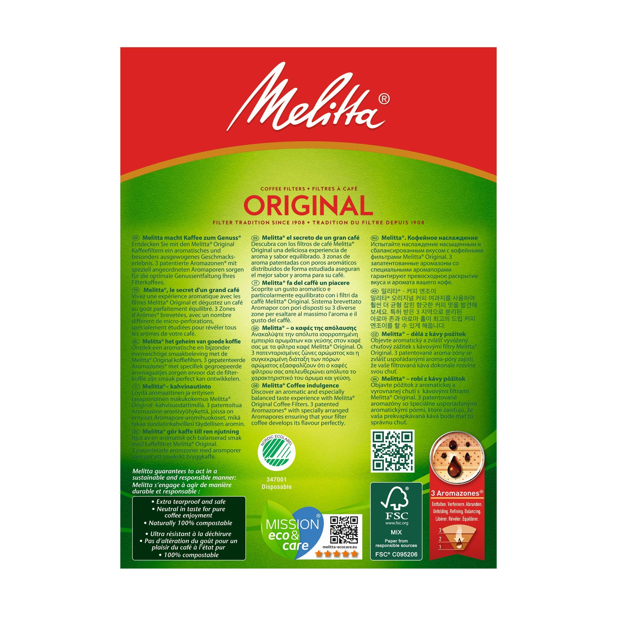 Melitta Size 102 Aroma Zones Filterbags, Pack of 80