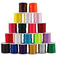 FQTANJU 656 Yards 1mm Rattail Satin Nylon Trim Cord 20 Colors Silk Cord Beading String for Necklace Macrame Friendship Bracelet Chinese Knot Kumihimo Dream Catchers Braid Hair