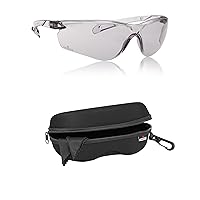 NoCry Lightweight Tinted Safety Glasses with UV 400 Protection, Anti Fog and Anti Scratch Coating; ANSI Z87.1 Rated & Storage Case for Safety Glasses with Felt Lining, Reinforced Zipper and Handy Clip