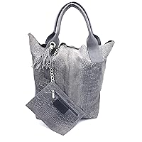 Gator Italian suede leather shopper bag