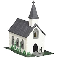 Bachmann Trains - PLASTICVILLE U.S.A. BUILT-UP BUILDING - COUNTRY CHURCH - N Scale , White