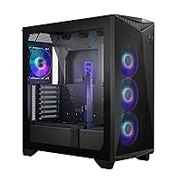 Premium Mid-Tower PC Gaming Case – Tempered Glass Side Panel – 4X ARGB 120mm Fan – Liquid Cooling Support up to 360mm Radiator x 1 – Cable Management System – MPG GUNGNIR 300R Airflow