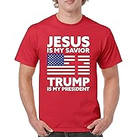 Jesus is My Savior Trump is My President T-Shirt 2024 America Frist Christian MAGA Flag FJB Patriotic Men's Tee