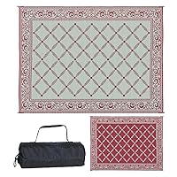 Stylish Camping 119125 9-feet by 12-feet Reversible Mat, Plastic Straw Rug, Large Floor Mat for Outdoors, RV, Patio, Backyard, Picnic, Beach, Camping (Burgundy/Beige)