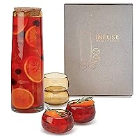 INFUSE by Verve CULTURE | Tequila + Mezcal Infusion & Tasting Kit | Handblown Mexican Glass Decanter + 4 Tasting Cups | Gift Boxed Set