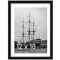 PEALSN 12x18 Picture Frame, Display Pictures 11 x 17 with Mat or 12 x 18 Without Mat for Wall Mounting Display, Photo Frames, Black.