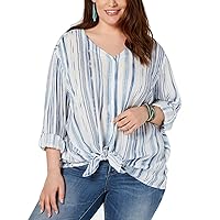 Style & Co. Womens Plus Front Tie Button-Down Top