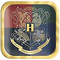 Amscan Harry Potter Hogwarts United Metallic Paper Square Party Plates - 7