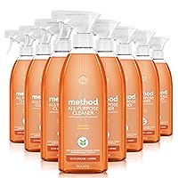 Method All-Purpose Cleaner Spray, Clementine, Plant-Based and Biodegradable Formula Perfect for Most Counters, Tiles, Stone, and More, 28 Oz Spray Bottles, (Pack of 8)
