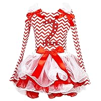 Christmas Dress Polka Dots 2nd Red White Chevron L/s Shirt Petal Skirt Set 1-8y