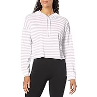 Andrew Marc Women's Breathable Lightweight Knit Dropped Shoulder Cropped Hoodie